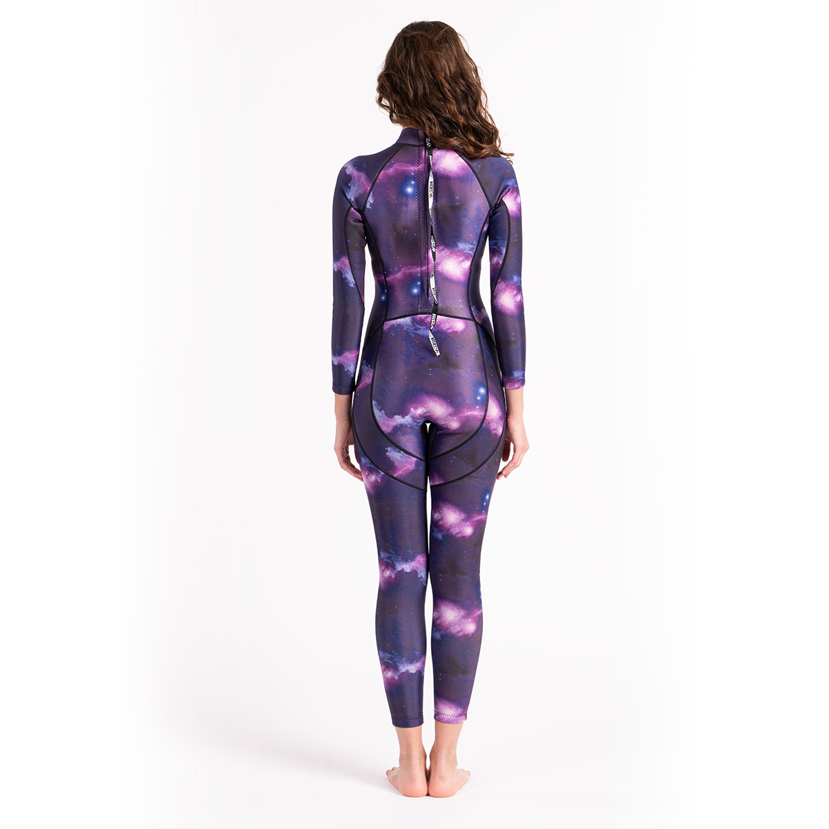 No.M004 Women's 3mm Full Body One Piece Wetsuit, Star Print Long Sleeve Full Leg Thermal Surfing Suit, UV Protection Snorkeling Diving Wetsuit