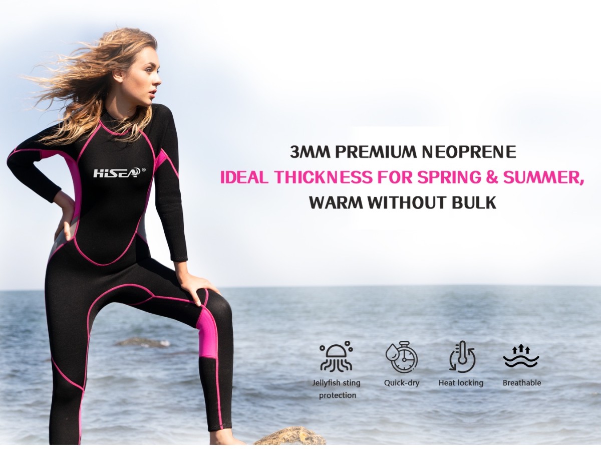 M005_02 Couple 3mm Full Body Wetsuit Thermal Sun Protection for Surf Snorkel Drift