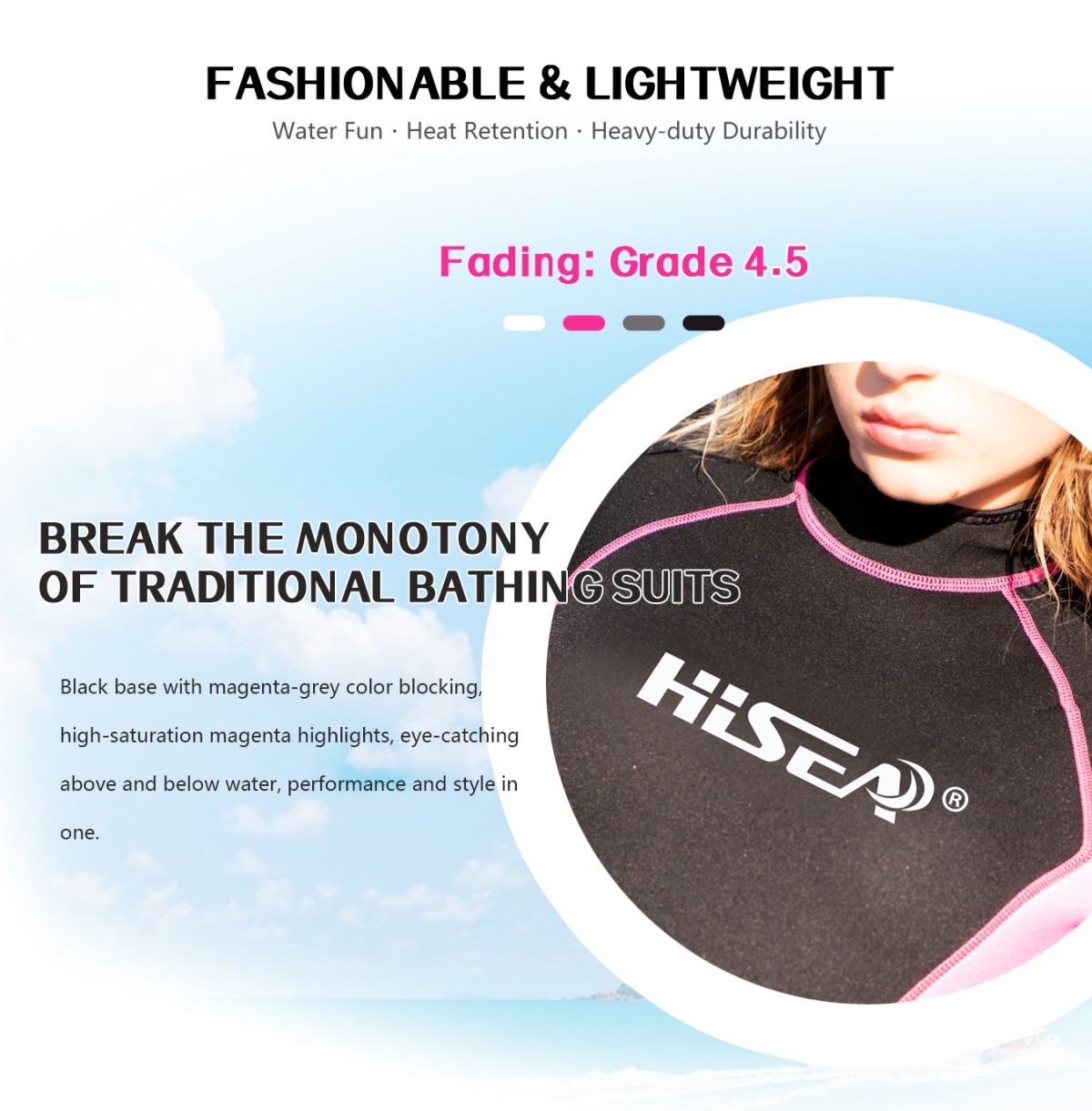 M005_03 Couple 3mm Full Body Wetsuit Thermal Sun Protection for Surf Snorkel Drift