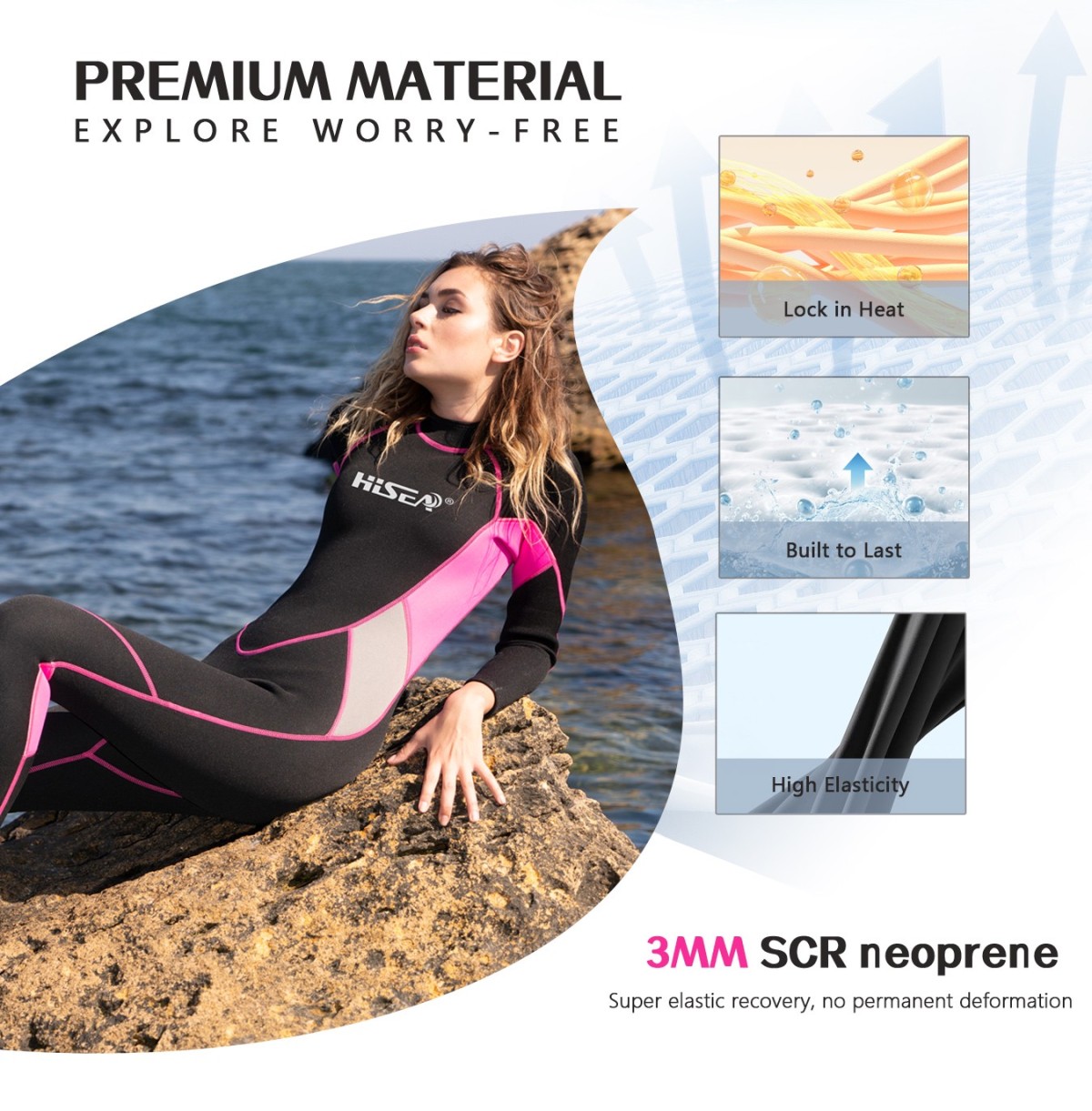 M005_04 Couple 3mm Full Body Wetsuit Thermal Sun Protection for Surf Snorkel Drift
