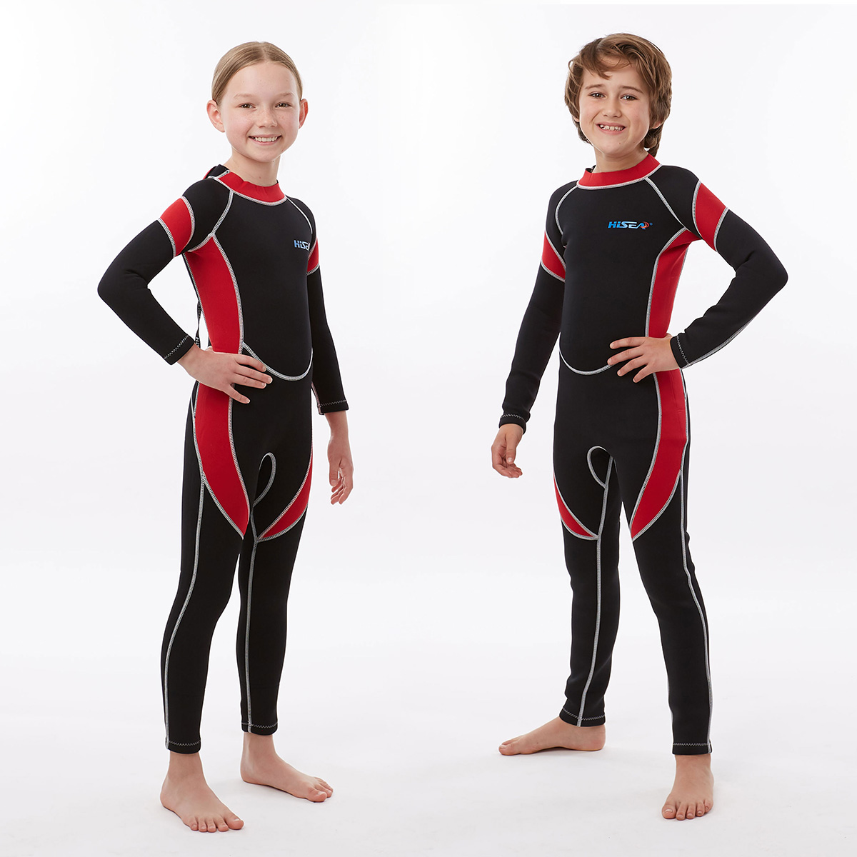 No.M014 2.5mm Neoprene Kids One Piece Long Sleeve Wetsuit for Boys Girls Surf Snorkeling