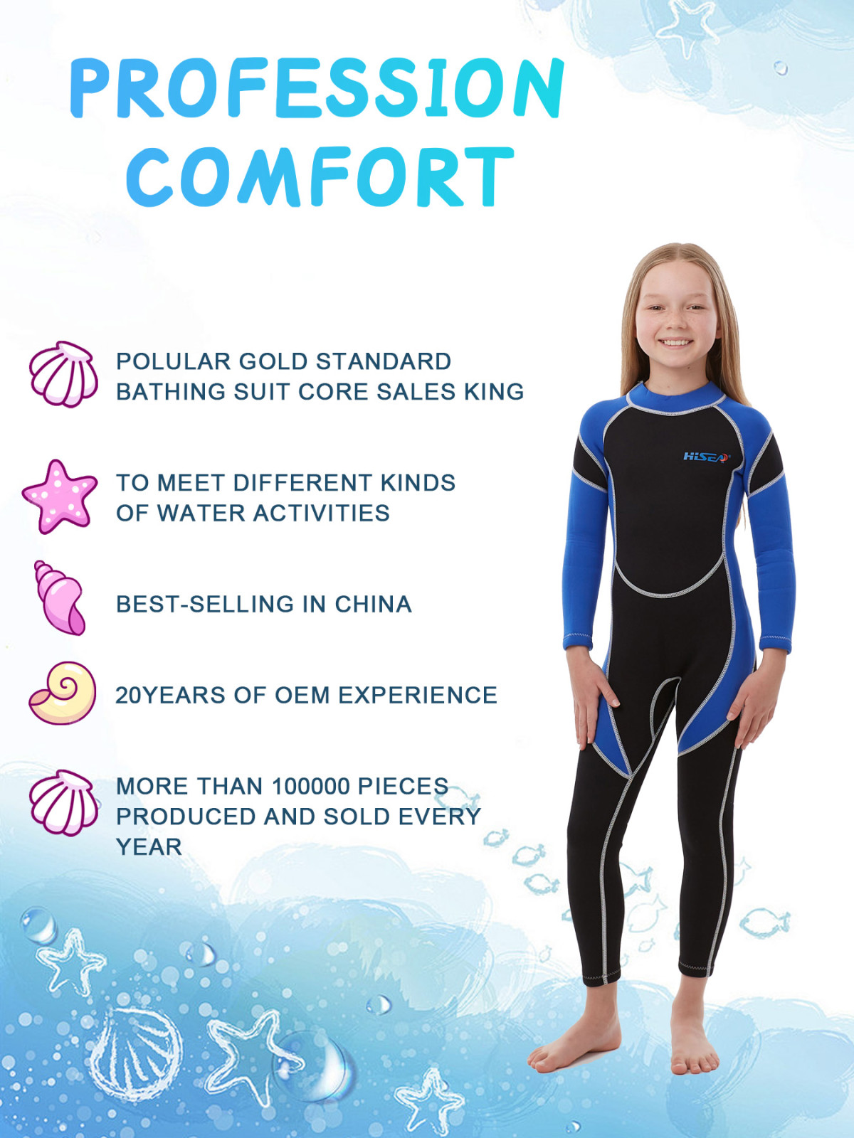3 No.M014 2.5mm Neoprene Kids One Piece Long Sleeve Wetsuit for Boys Girls Surf Snorkeling