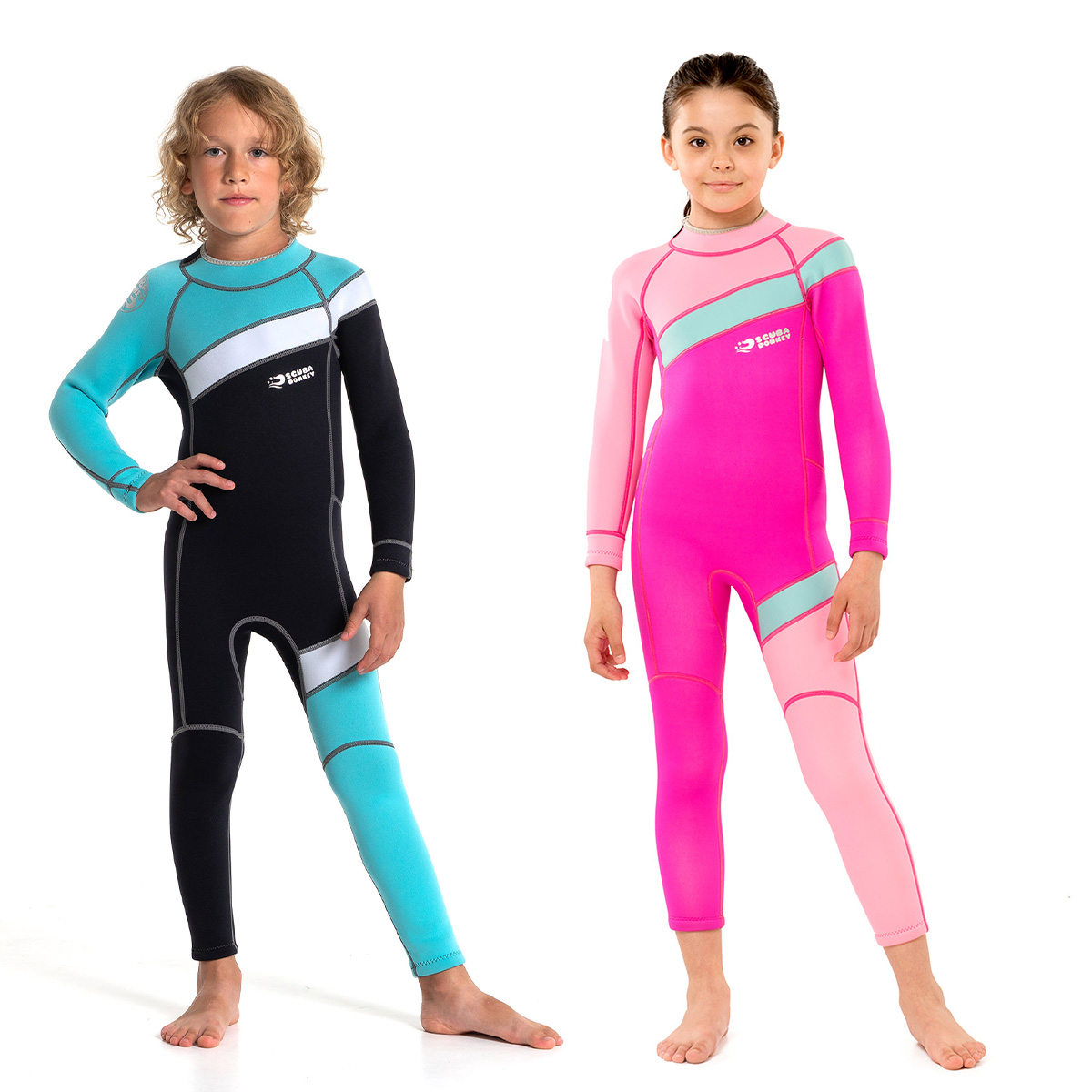No.M102 Hisea Big Kids One Piece Thermal Wetsuit | Color Block UPF50+ Neoprene Surf Swimwear