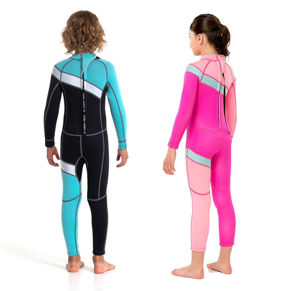 No.M102 Hisea Big Kids One Piece Thermal Wetsuit | Color Block UPF50+ Neoprene Surf Swimwear