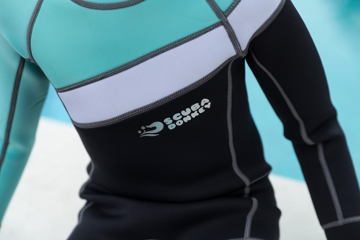 No.M102 Hisea Big Kids One Piece Thermal Wetsuit | Color Block UPF50+ Neoprene Surf Swimwear