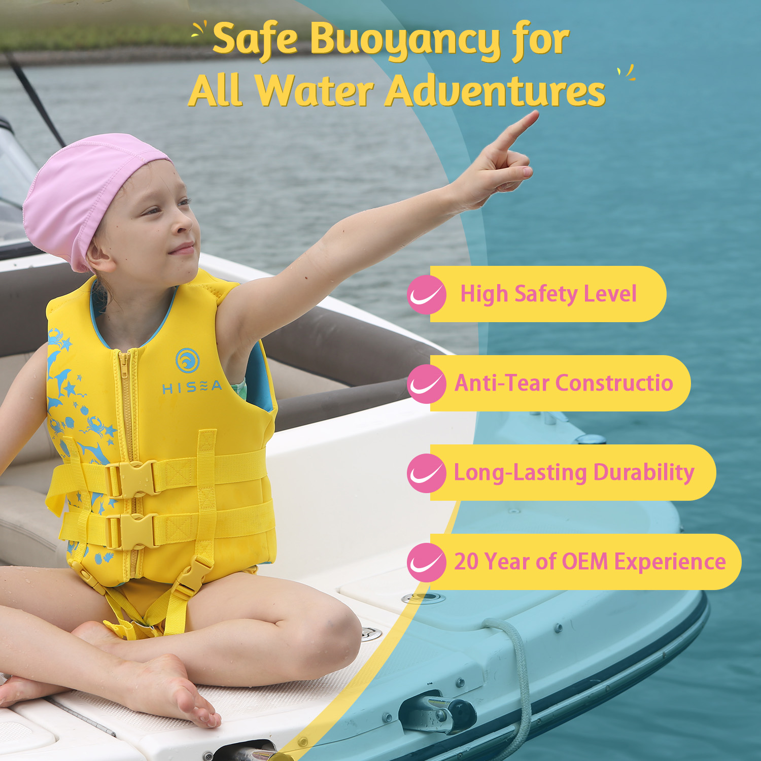 No.L066 Kids Life Vest Neoprene Adjustable Child Swim Life Jacket for Water Sports Boating Pool