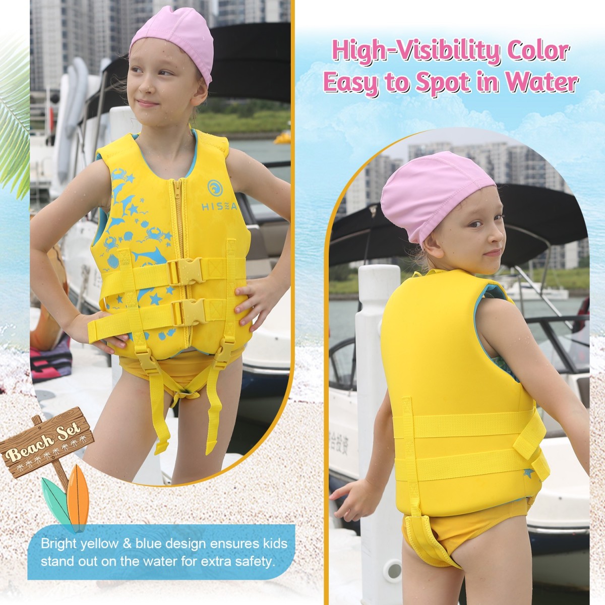 画板 6 No.L066 Kids Life Vest Neoprene Adjustable Child Swim Life Jacket for Water Sports Boating Pool
