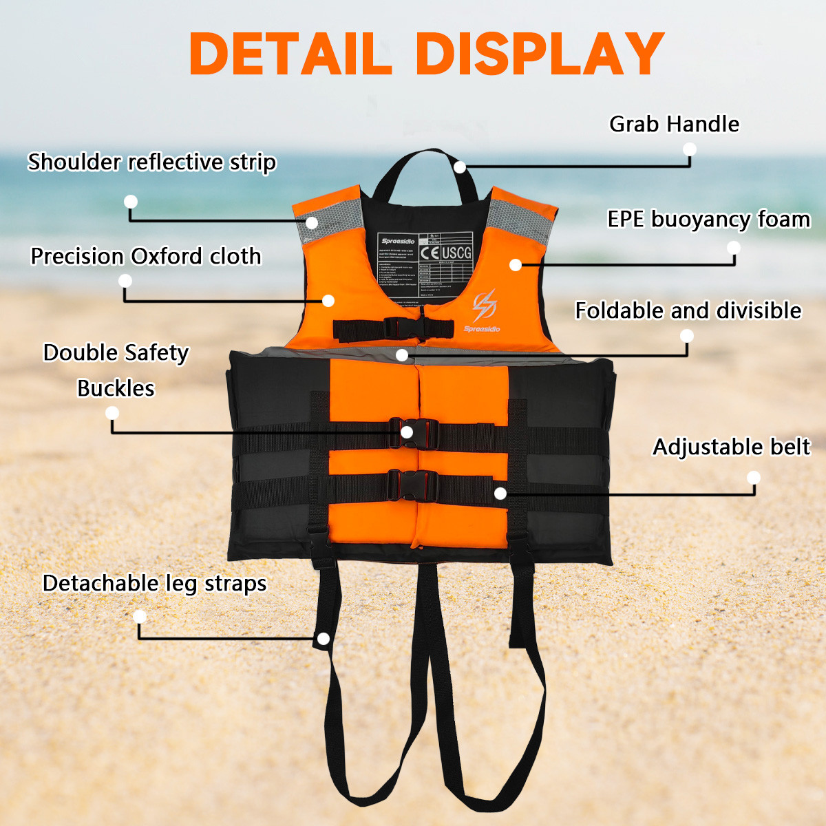 No.L184 Hisea Automatic Inflatable Car Life Vest with Window Breaker, Portable Compact Vehicle Emergency Anti-Drowning Life Jacket for Adult Flood Water Escape