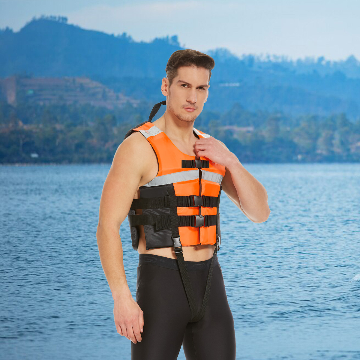 No.L184 Hisea Automatic Inflatable Car Life Vest with Window Breaker, Portable Compact Vehicle Emergency Anti-Drowning Life Jacket for Adult Flood Water Escape