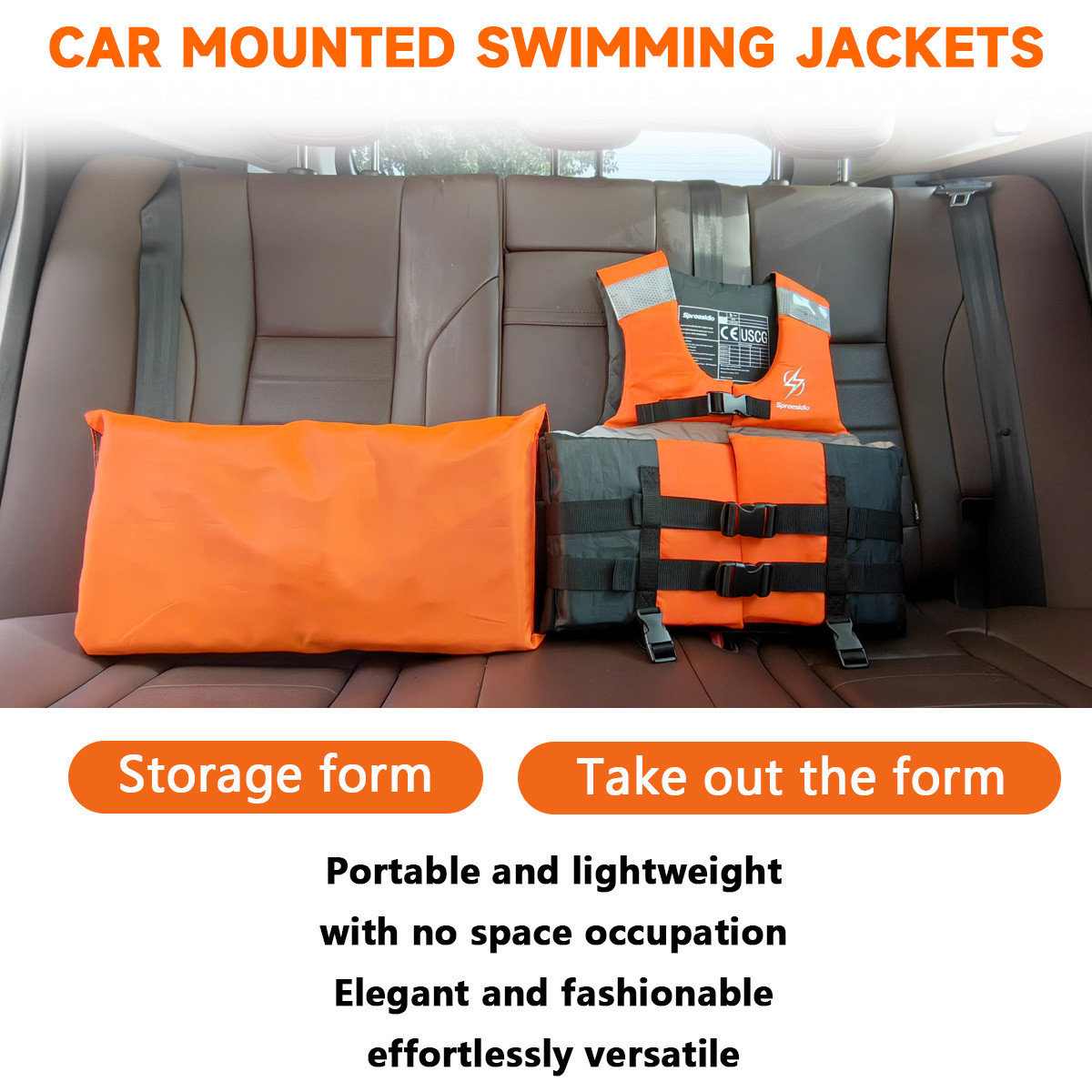 No.L184 Hisea Automatic Inflatable Car Life Vest with Window Breaker, Portable Compact Vehicle Emergency Anti-Drowning Life Jacket for Adult Flood Water Escape