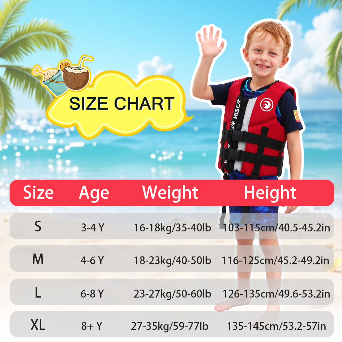 画板 4 Kids Neoprene Buoyancy Swim Vest Adjustable Safety Strap | YourBrand