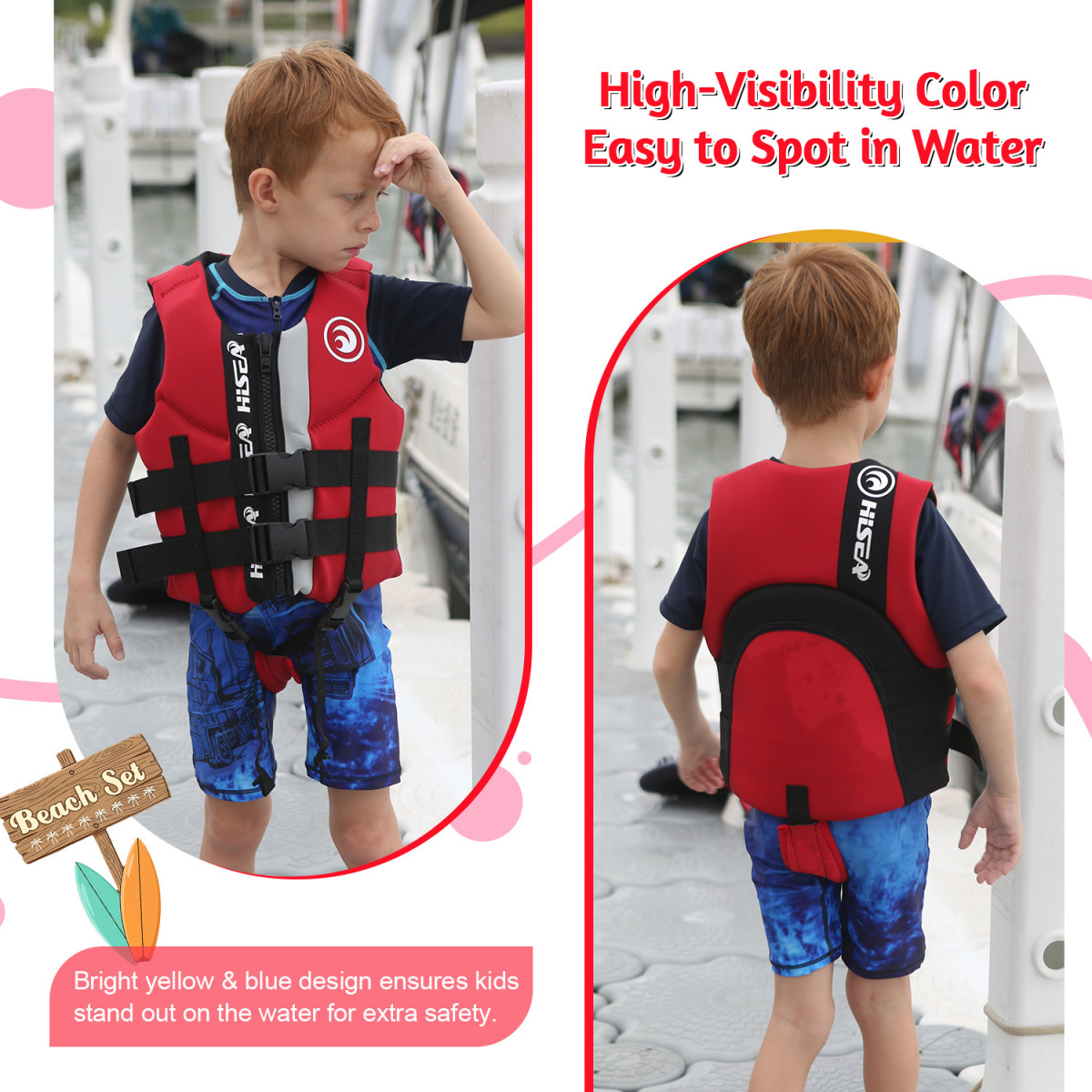 画板 6 Kids Neoprene Buoyancy Swim Vest Adjustable Safety Strap | YourBrand