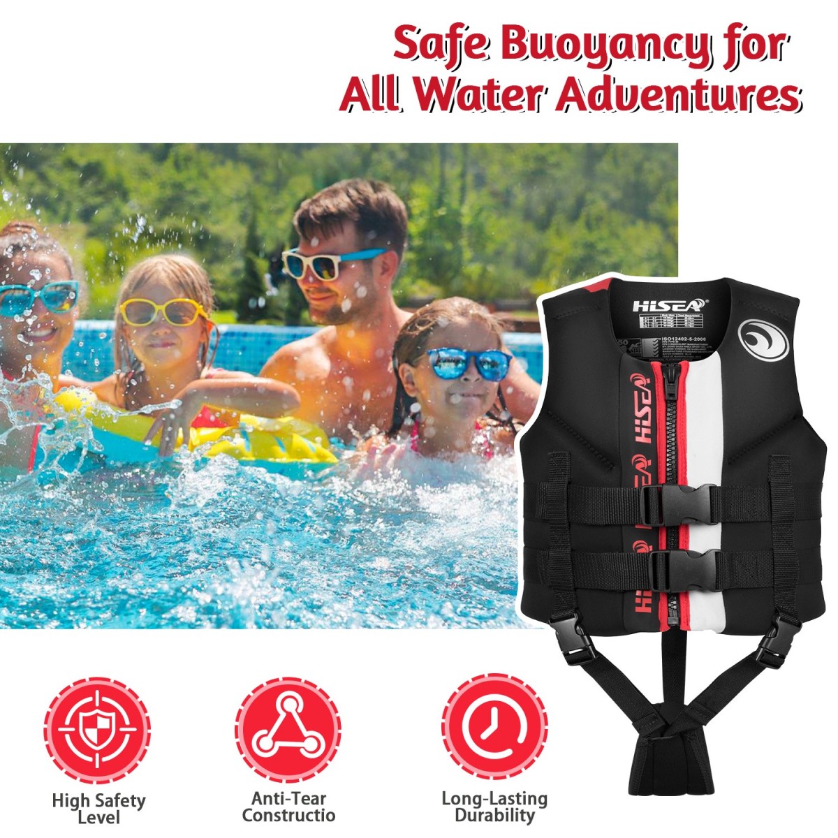 画板 2 Kids Neoprene Buoyancy Swim Vest Adjustable Safety Strap | YourBrand