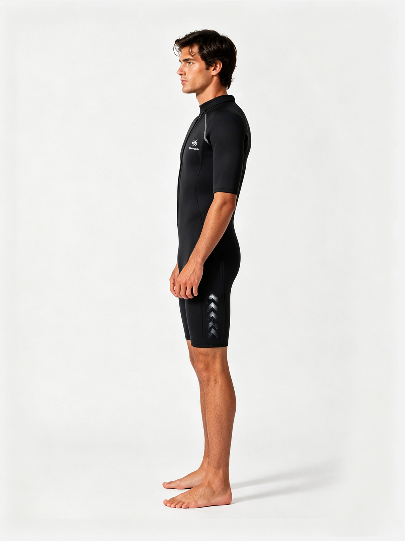 No.M358 Hisea 3mm Neoprene Men Shorty Wetsuit Short Sleeve Front Zip Kayak Swim