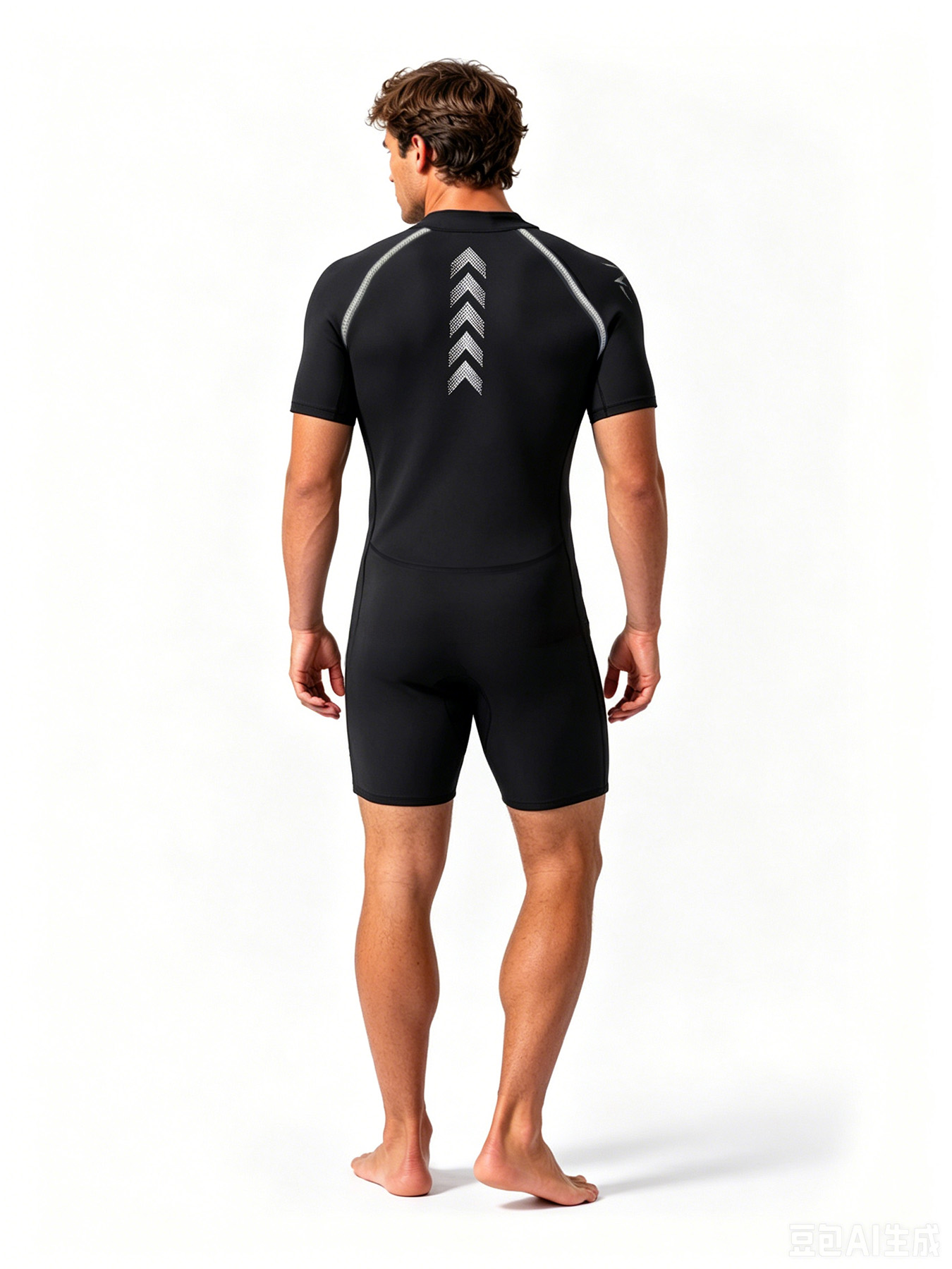 No.M358 Hisea 3mm Neoprene Men Shorty Wetsuit Short Sleeve Front Zip Kayak Swim
