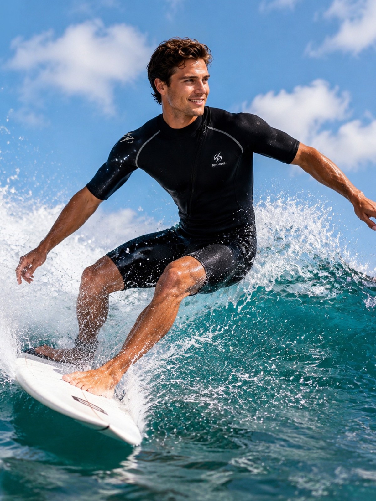 3mm Front Zip Short Sleeve Shorty Wetsuit for Men – Spring Water Sports Kayaking Swimming Suit