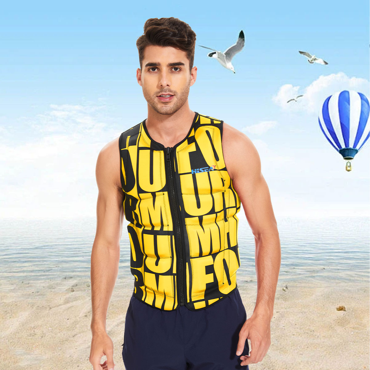 Adult Neoprene Swim Vest Quick Dry High Buoyancy Float Jacket Adjustable Flotation Vest for Men Women Boating Fishing Surfing Swimming Kayaking