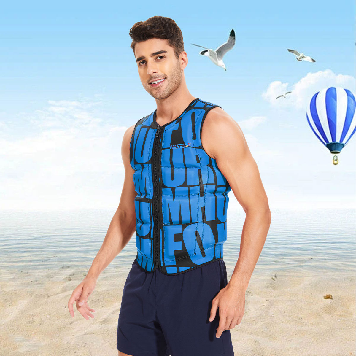 Adult Neoprene Swim Vest Quick Dry High Buoyancy Float Jacket Adjustable Flotation Vest for Men Women Boating Fishing Surfing Swimming Kayaking