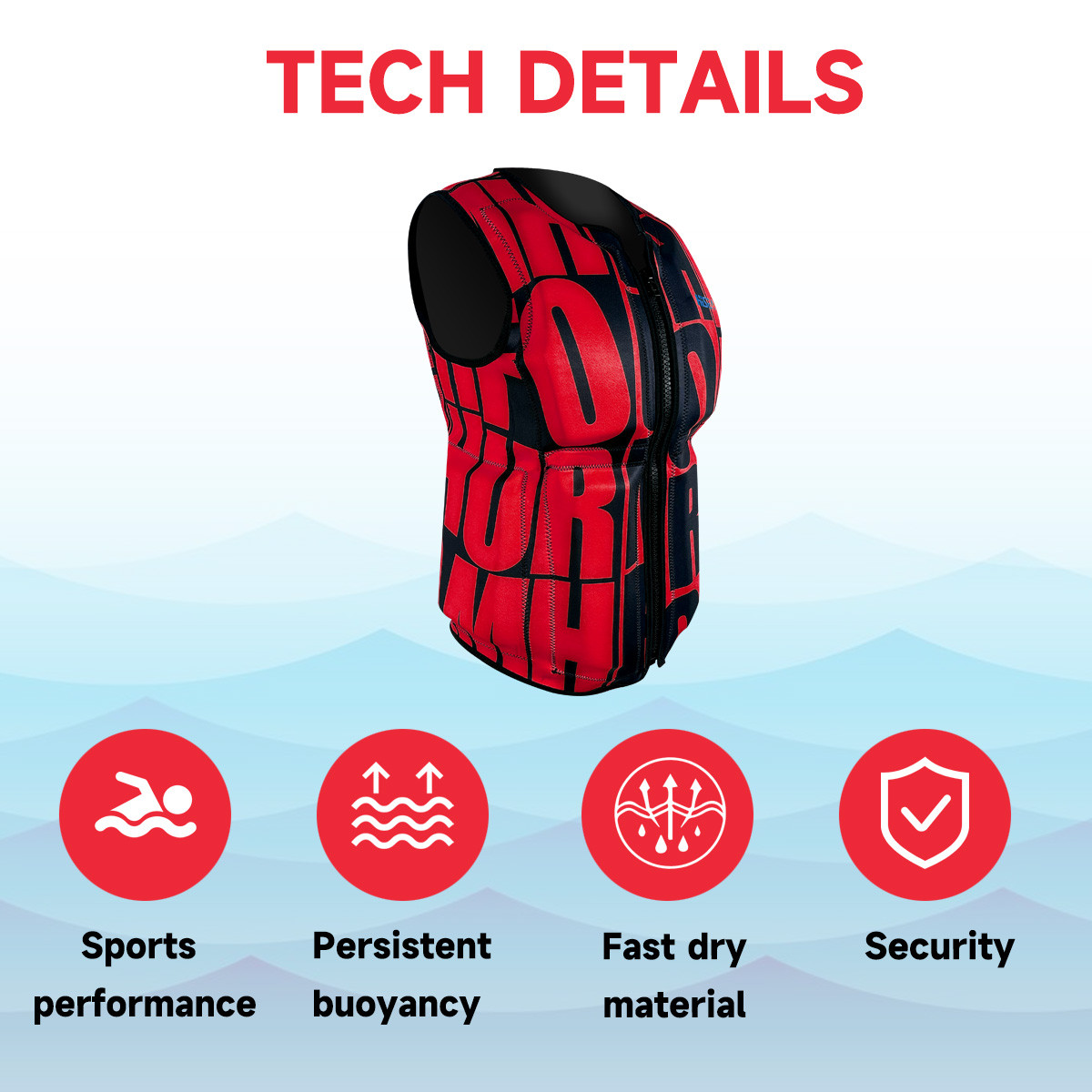 5 Adult Neoprene Swim Vest Quick Dry High Buoyancy Float Jacket Adjustable Flotation Vest for Men Women Boating Fishing Surfing Swimming Kayaking