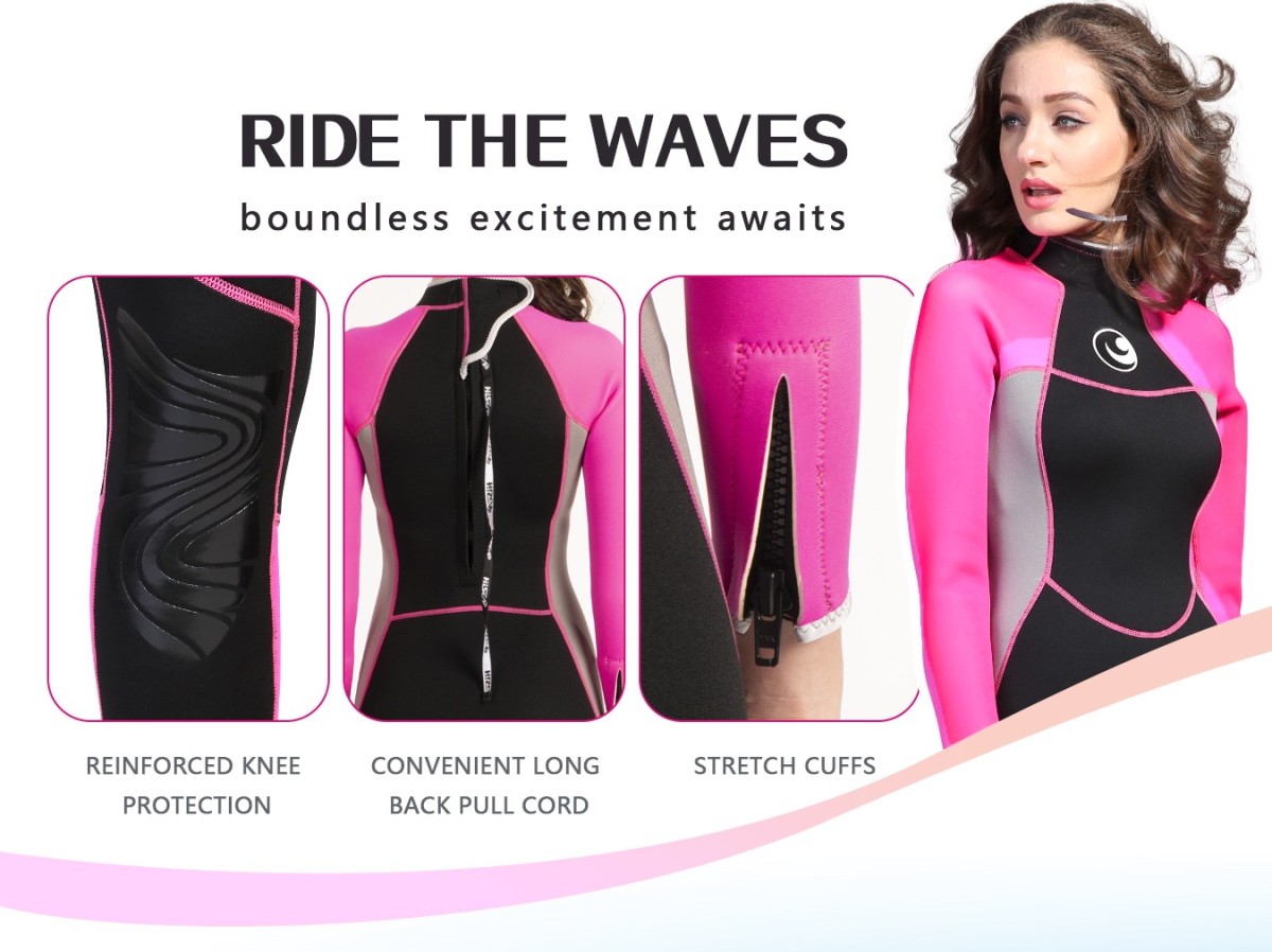 M006_02 No.M006 Women Full Body Neoprene Wetsuit Stretch Diving Suit for Surf Snorkel Swim