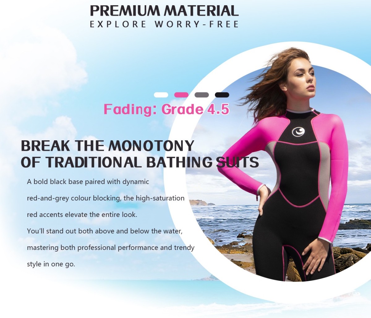M006_03 No.M006 Women Full Body Neoprene Wetsuit Stretch Diving Suit for Surf Snorkel Swim