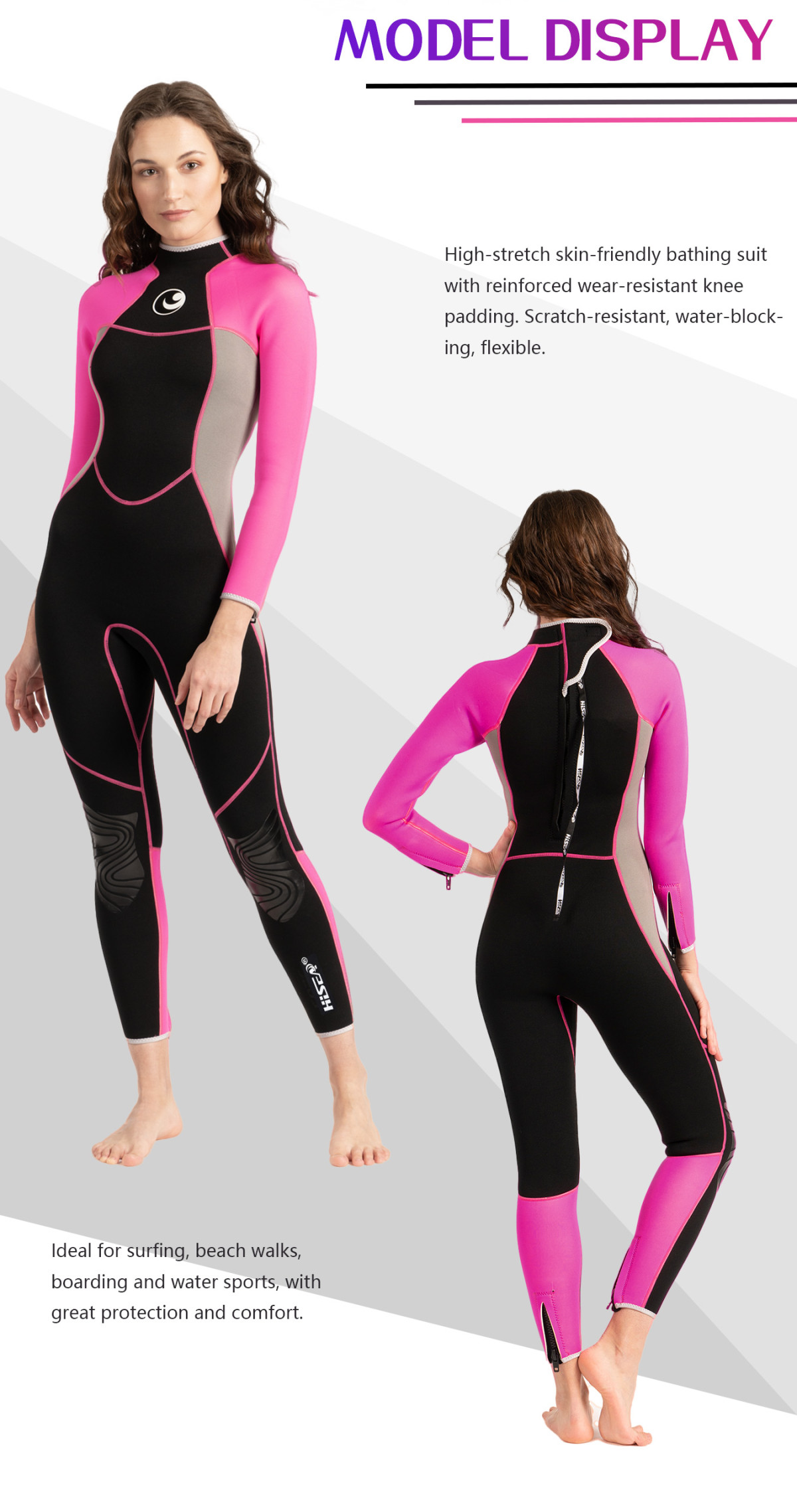 M006_08 No.M006 Women Full Body Neoprene Wetsuit Stretch Diving Suit for Surf Snorkel Swim