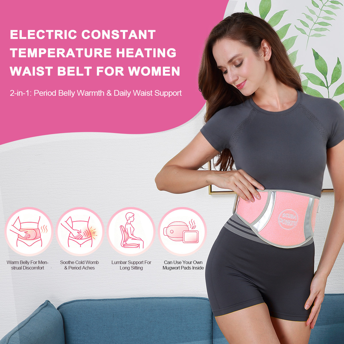 画板 1 No.O032 Heating Waist Belt for Women | Period Pain Relief Neoprene Menstrual Heat Wrap with Kangaroo Pouch