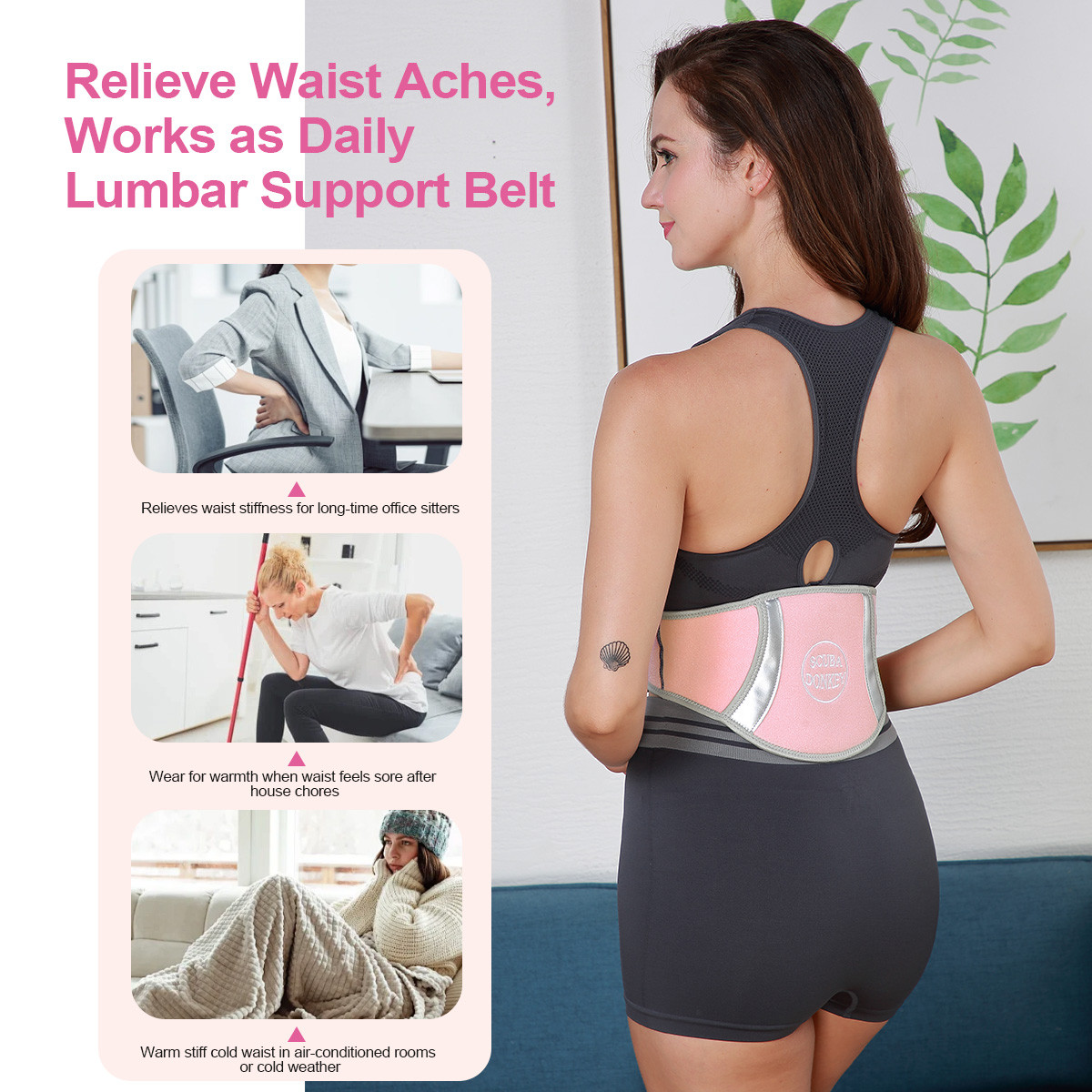 画板 4 No.O032 Heating Waist Belt for Women | Period Pain Relief Neoprene Menstrual Heat Wrap with Kangaroo Pouch