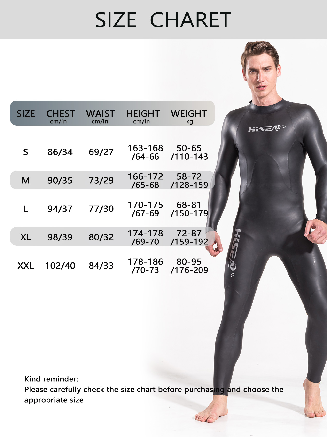No.M025 Smooth Skin Full Body Triathlon Wetsuit, Long Sleeve Neoprene Racing Swim Suit for Open Water