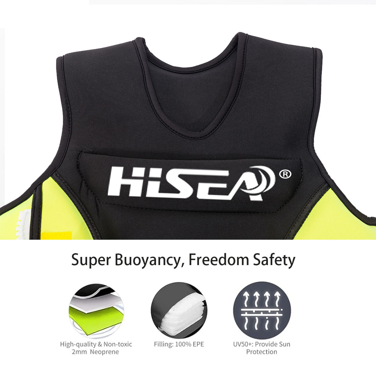 L016+111 No.L016+L157 HISEA Kids Neoprene Life Jacket, Child Flotation Vest with Adjustable Safety Straps for Swimming Boating Watersports