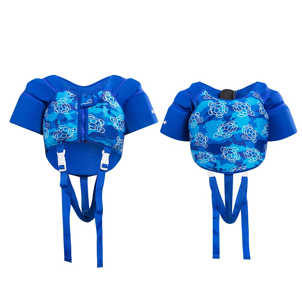 No.L014 Kids Swim Float Vest Toddler Blue Camo Turtle Pattern Life Jacket Adjustable Safety Strap Buoyancy Aid for Beach Pool