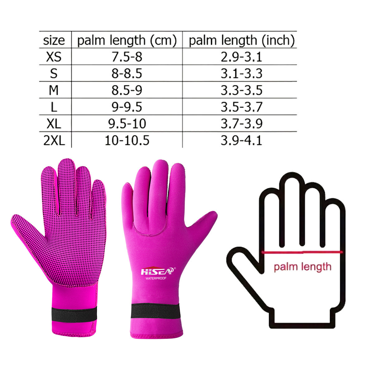 6 No.005 HISEA 3mm Neoprene Wetsuit Gloves Adjustable Wrist Strap Anti-Scratch Thermal Diving Gloves for Snorkeling Surfing Kayaking