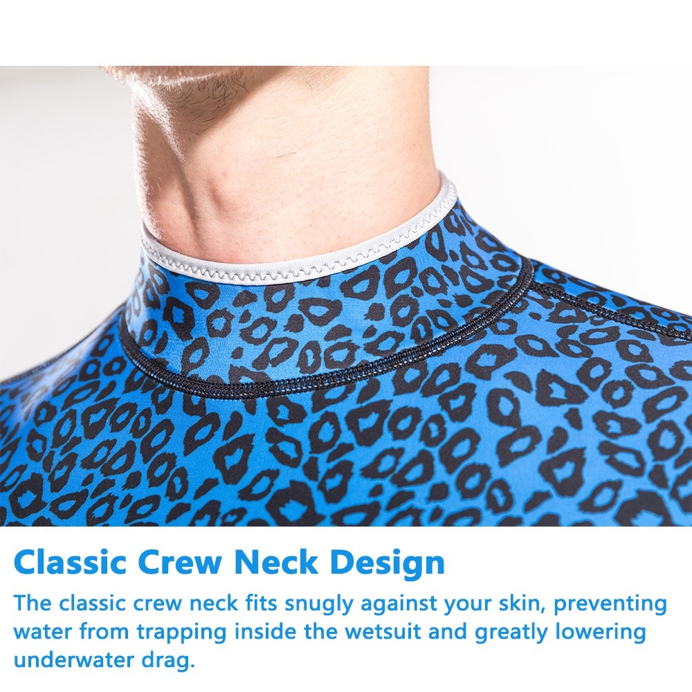 4 No.M051 3mm Leopard Print Neoprene Wetsuit Men Full Body Long Sleeve Front Zip Scuba Diving Surf Suit