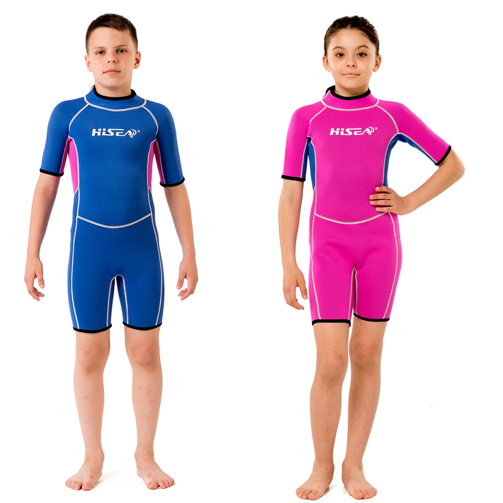 No.M031 Kids Shorty Wetsuit 2.5mm Neoprene Short Sleeve Full Body Swimsuit for Boys Girls Surf Snorkel