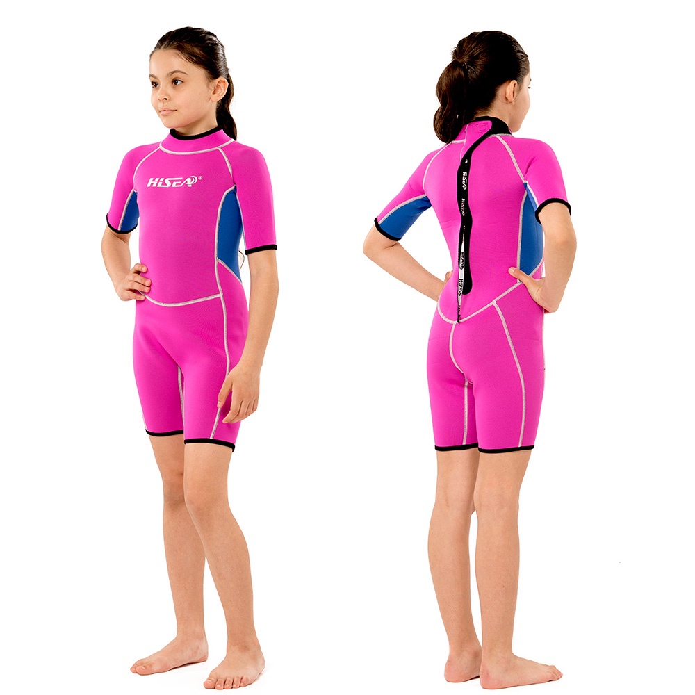 No.M031 Kids Shorty Wetsuit 2.5mm Neoprene Short Sleeve Full Body Swimsuit for Boys Girls Surf Snorkel