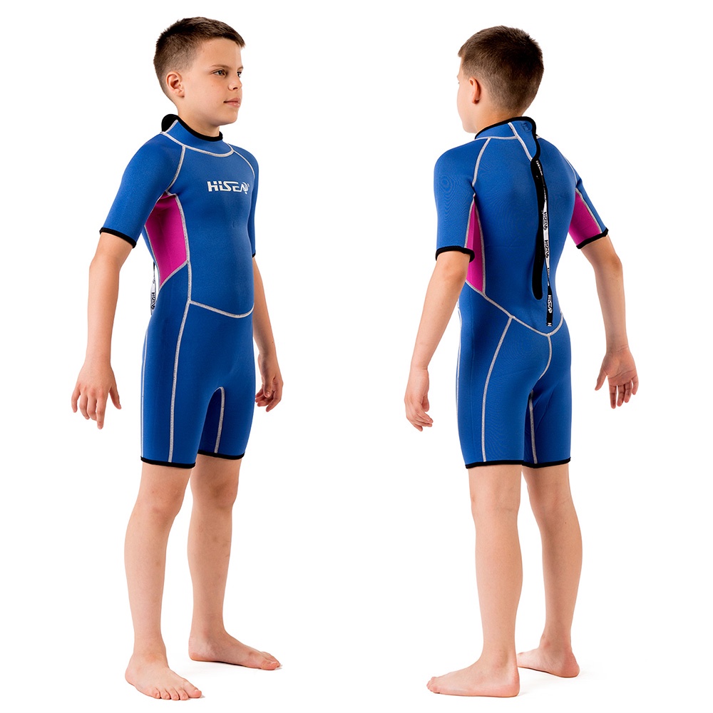 No.M031 Kids Shorty Wetsuit 2.5mm Neoprene Short Sleeve Full Body Swimsuit for Boys Girls Surf Snorkel