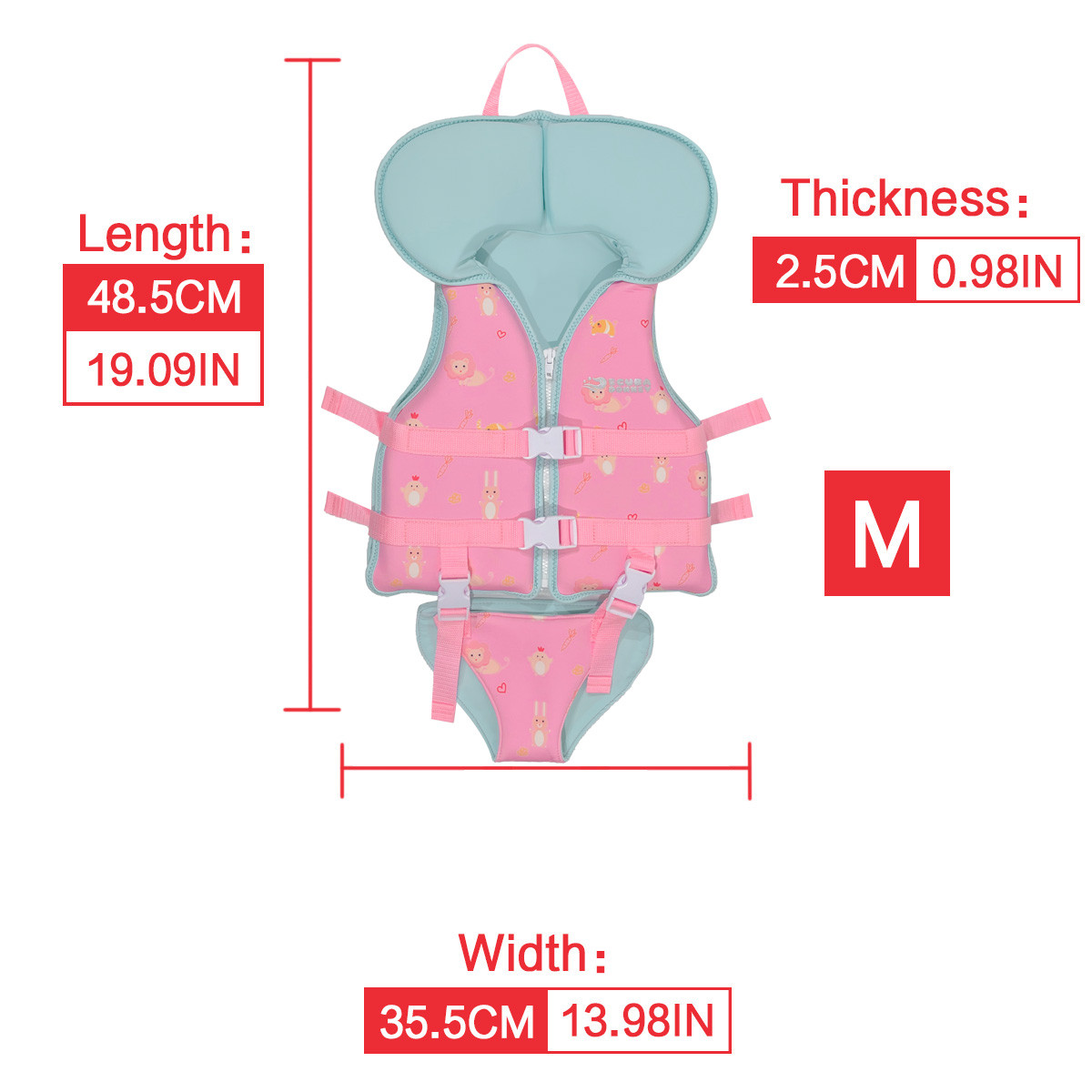 M No.L092 Kids Float Life Jacket Toddler Swimming Vest with Head Support, Baby Water Float Vest for Pool Beach