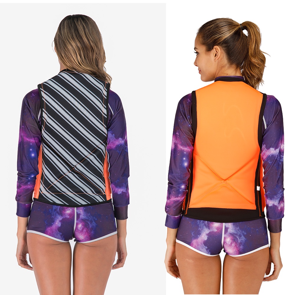 Reversible Adult Neoprene Life Jacket, Double Sided Wear Front Zip Buoyancy Flotation Vest for Surfing Wakeboarding Kayaking Boating Water Sports