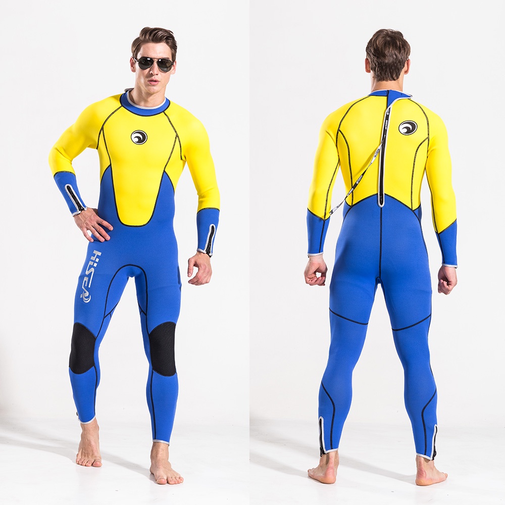 One Piece Full Body Thermal Wetsuit for Adult Men, Stretch Neoprene Long Sleeve Swim Diving Suit for Surf Snorkel Freediving