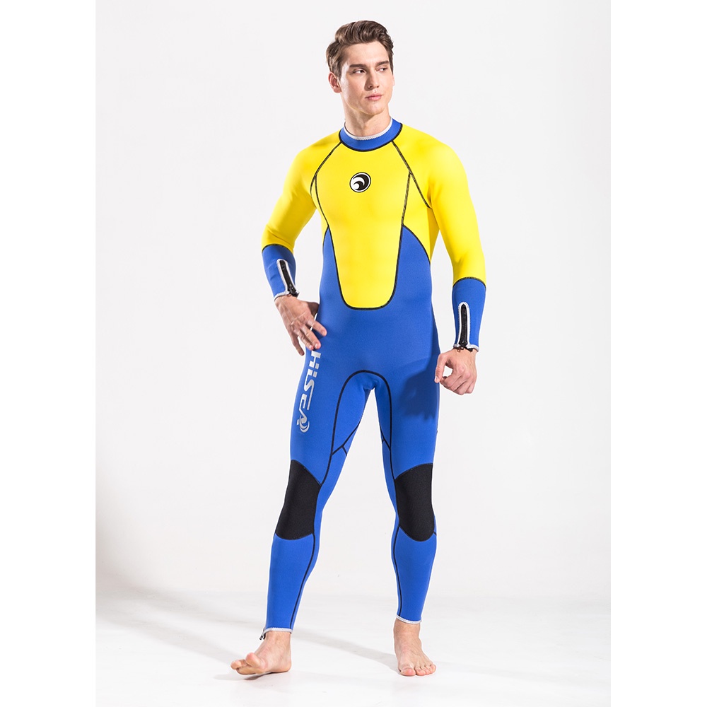 One Piece Full Body Thermal Wetsuit for Adult Men, Stretch Neoprene Long Sleeve Swim Diving Suit for Surf Snorkel Freediving