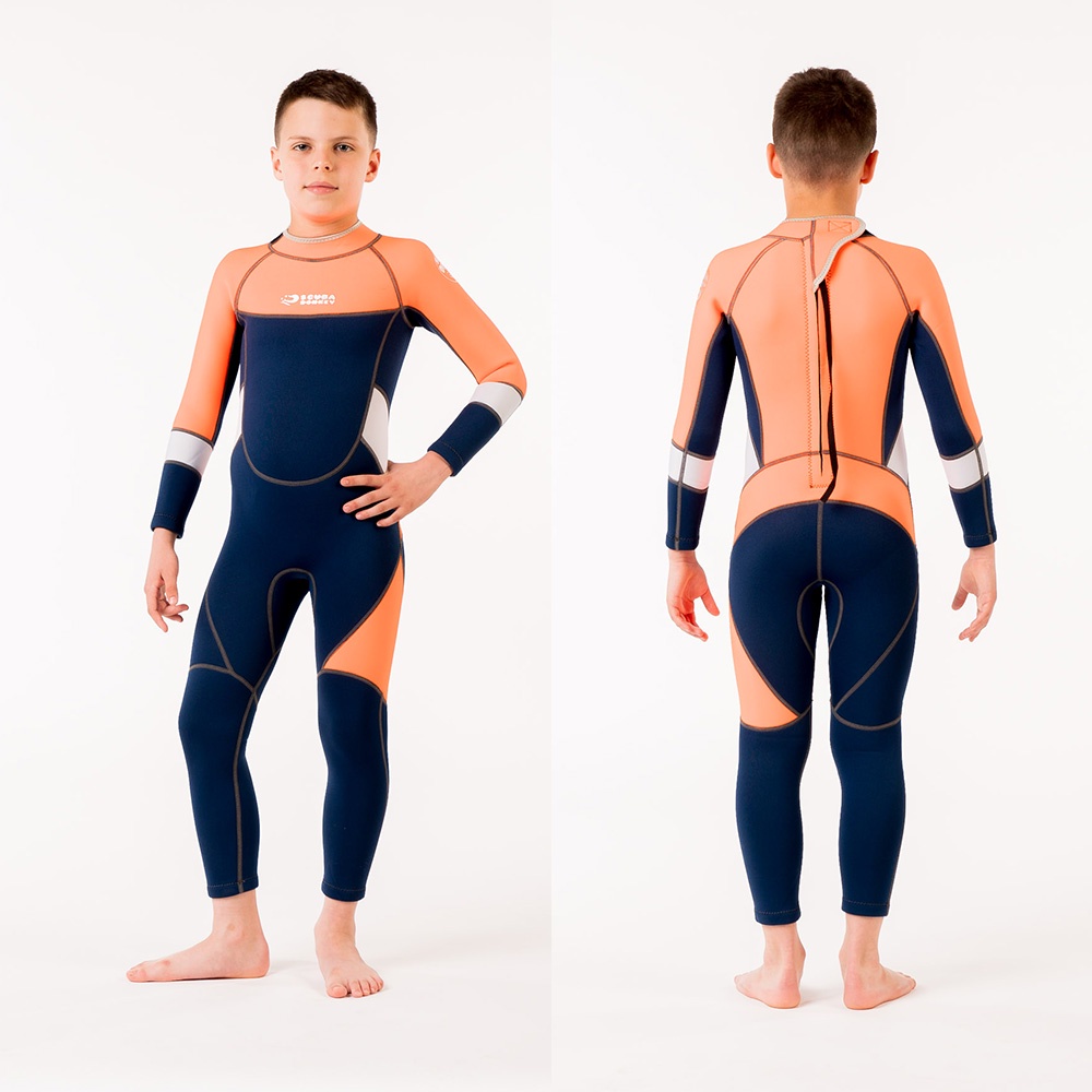 Unisex Kids Full Body Neoprene Wetsuit, Long Sleeve Thermal One Piece Diving Suit for Boys Girls Snorkeling Surfing Swimming