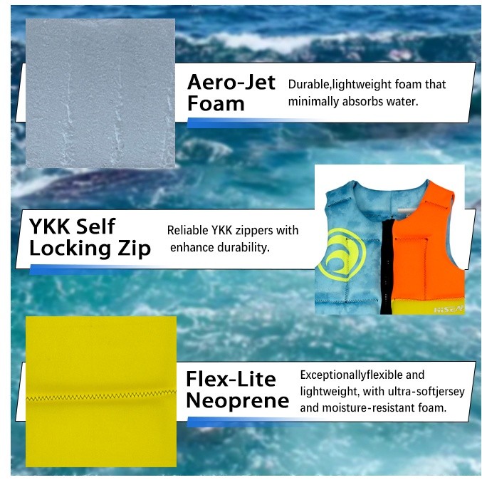 wo-Side Wear Neoprene Life Jacket Adult Reversible Swim Vest for Wakeboarding Kayaking