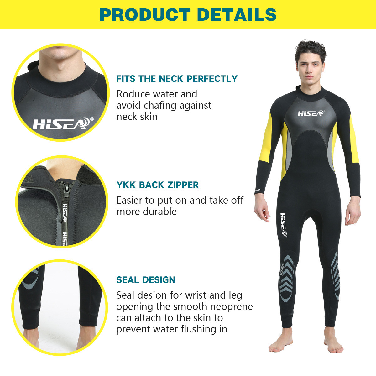 4 Women Men Full Wetsuit 3mm Neoprene Long Sleeve One Piece Diving Suit Thermal Stretch Scuba Snorkeling Surfing Wetsuit