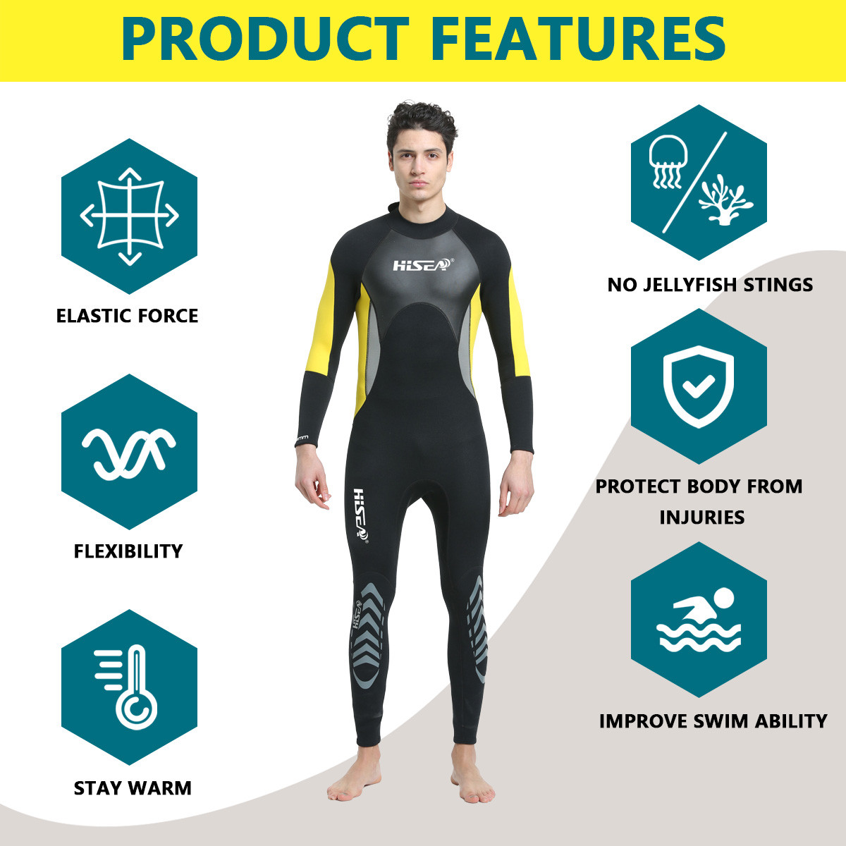 6 Women Men Full Wetsuit 3mm Neoprene Long Sleeve One Piece Diving Suit Thermal Stretch Scuba Snorkeling Surfing Wetsuit