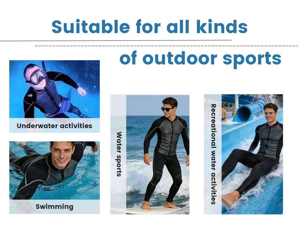 images_07 HISEA Men Front Zip Wetsuit Top 3mm Neoprene Long Sleeve Diving Jacket Thermal Stretch Swim Shirt for Surfing Snorkeling Kayaking