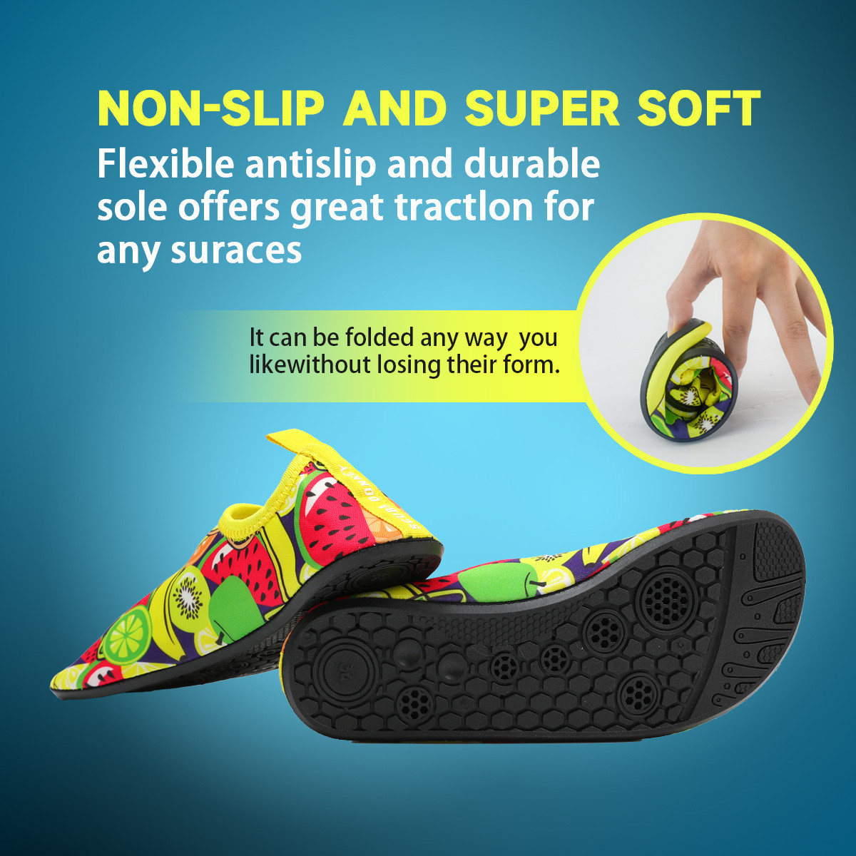 8 Kids Water Shoes Quick Dry Non Slip Barefoot Aqua Socks Boys Girls Colorful Print Beach Swimming Shoes for Pool Surf Walking