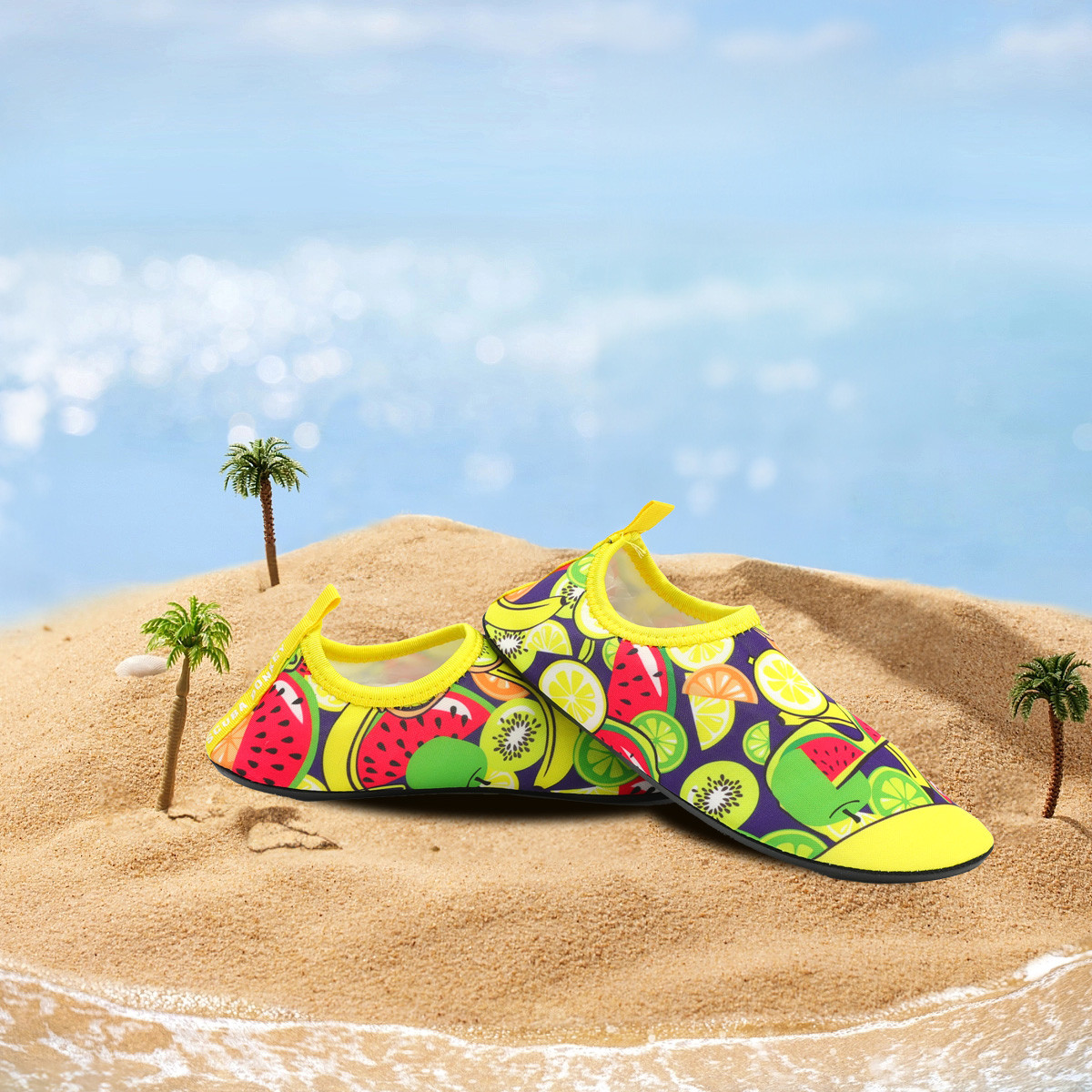 1 Kids Water Shoes Quick Dry Non Slip Barefoot Aqua Socks Boys Girls Colorful Print Beach Swimming Shoes for Pool Surf Walking