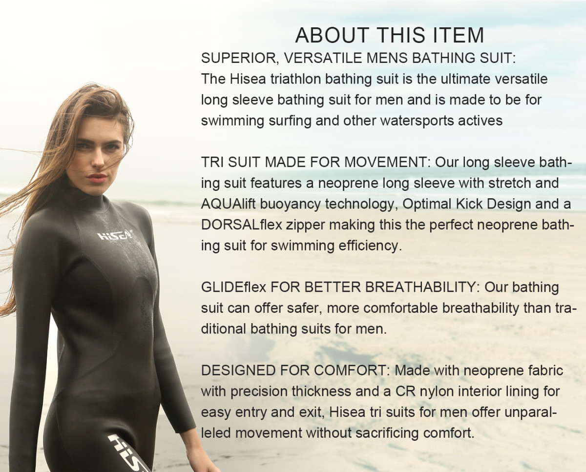 2-1 No.M025 Smooth Skin Full Body Triathlon Wetsuit, Long Sleeve Neoprene Racing Swim Suit for Open Water