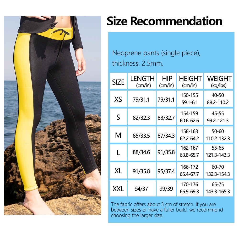 sku Women 2.5mm Smooth Skin Neoprene Diving Wetsuit Pants Stretch Surf Swim Leggings