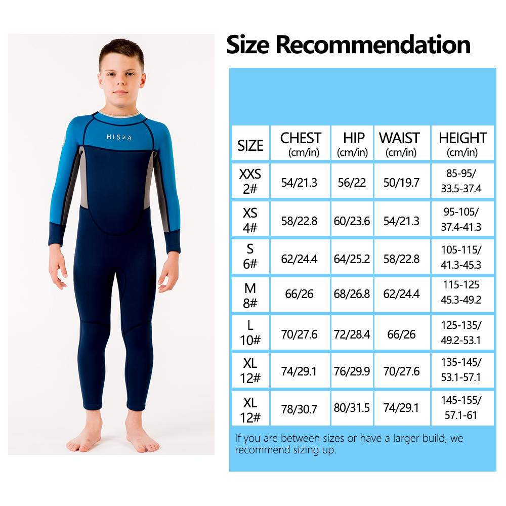 sku Kids Boys Full Body Long Sleeve Neoprene One Piece Diving Wetsuit XXS-XL